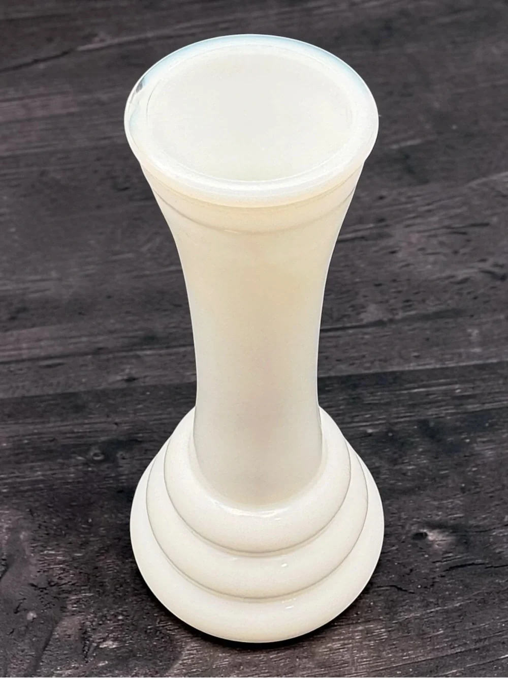 Classic White Glass Pedestal Vase with Tiered Base